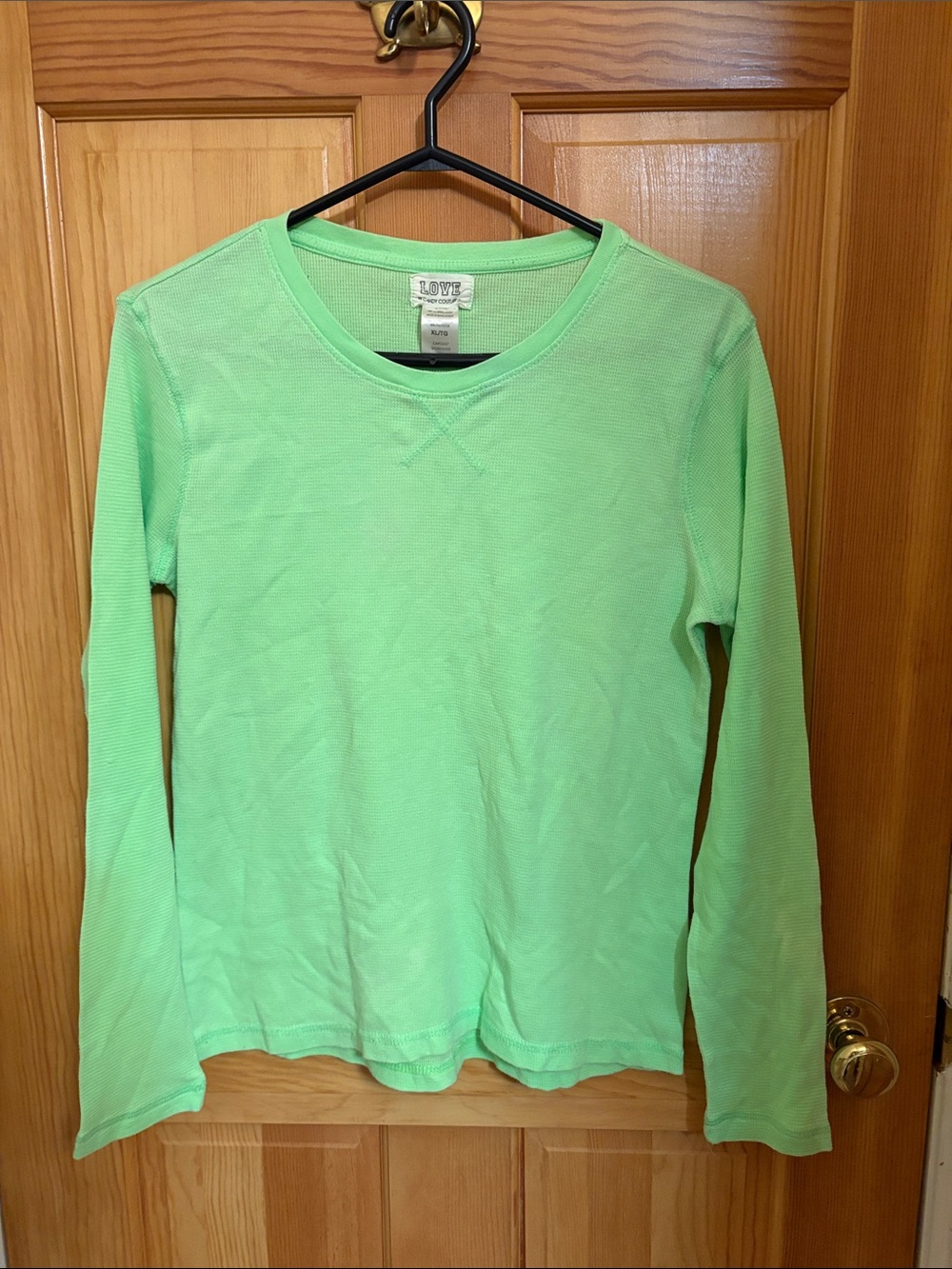Love Mint Green Long Sleeve Crewneck Tee for Kids